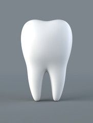 3D illustration of tooth on gray background.