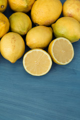 Lemons on a blue wood