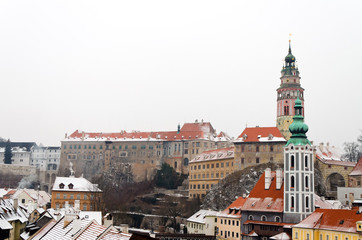Obraz premium Cesky Krumlov, Czech Republic, winter 2012: Street view