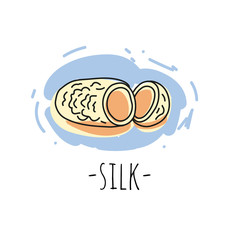  Silkworm cocoon.Icon in the style of the sketch.Logo template