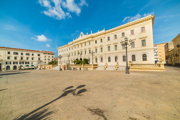 Fototapeta na wymiar Piazza d'Italia in Sassari on a clear day