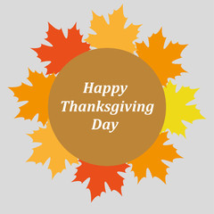 Happy Thanksgiving sticker, tag or label beautiful maple leaves. EPS 10