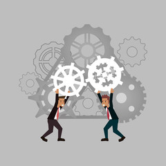 people and gears teamwork related icons image vector illustration design 