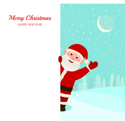 Happy Santa with white banner.