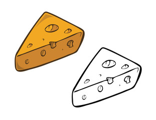cartoon vector illustration of a cheese coloring book