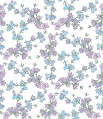 Seamless pattern with bellflowers. Floral ornament