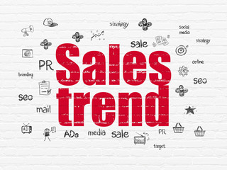 Advertising concept: Sales Trend on wall background