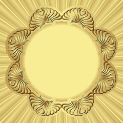 golden background with vintage frame