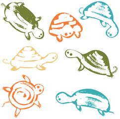 Funky vector turtles icon set