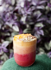Strawberry smoothie with peach and walnut