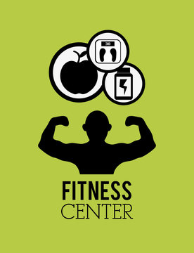 flat design fitness center with healthy lifestyle related icons emblem image vector illustration