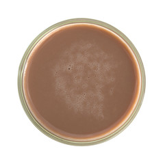 Glass of chocolate milk.
