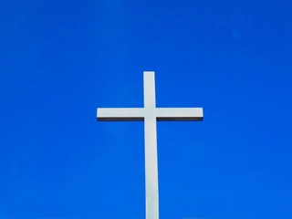 Cross, christianity symbol, religion cross on church and blue sky