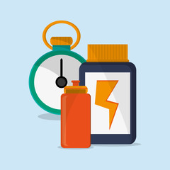 flat design protein supplement with fitness lifestyle related icons image vector illustration