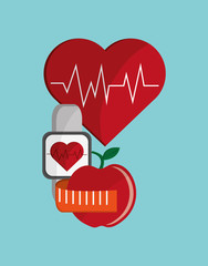 Fototapeta na wymiar flat design heart cardiogram fitness lifestyle related icons image vector illustration