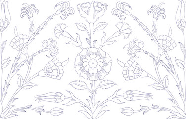 Traditional Arabic  ornament seamless. Floral Ornamental pattern. Iznik .Vector.  Background