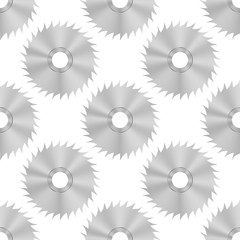 Circular Saw Steel Disc Seamless Pattern on White Background