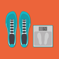 flat design sneakers with fitness lifestyle related icons image vector illustration