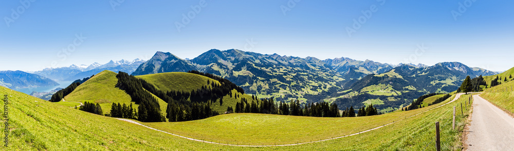 Sticker Panorama Berner Oberland, Niesen, Simmental, Schweiz 