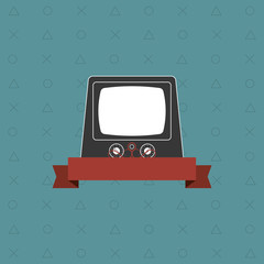 flat design retro tv emblem image vector illustration