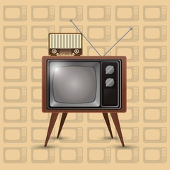 flat design retro tv emblem image vector illustration