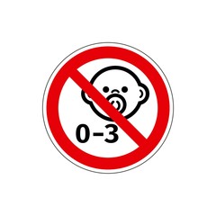STOP! Not for children under 3 years. Vector. The icon with a red contour on a white background. For any use. Warns.