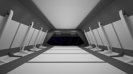 Naklejka premium Sci-Fi corridor interior design.3D rendering