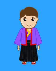 Young Japanese Man in Kimono Dress