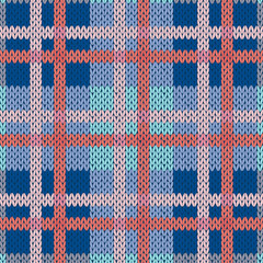 Fototapeta na wymiar Knitting seamless pattern in blue and pink hues