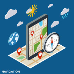 Navigation flat isometric vector concept illustration