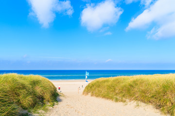 Entrance to sandy beach in Kampen village on Sylt island, Germany
