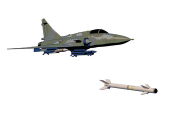 Jet fighter isolated (3d cartoon rendering)