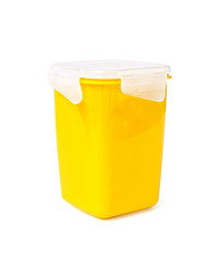 Plastic food container isolated on white background with clipping path