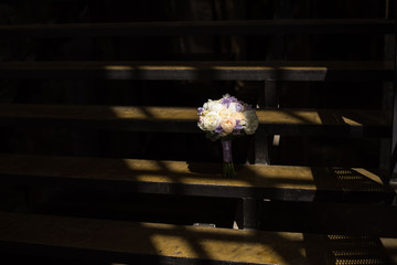 wedding bouquet pink violet white