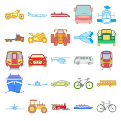 Transport flat icon set on background