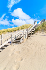 Steps on sand dune leading to beach in List village, Sylt island, Germany