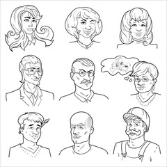 Hand Drawn Avatars Set