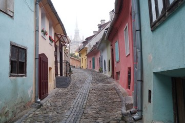 Medieval street, Sighisoara,Transylvania, Romania