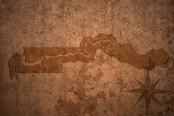 gambia map on a old vintage crack paper background