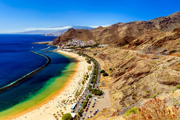 Playa de Las Teresitas, a famous beach near Santa Cruz de Tenerife in the north of Tenerife, Canary...
