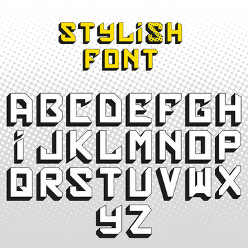 Stylish font, large letters, the English alphabet. Trendy text.