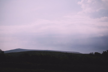 View over the hills at Oakhampton, Cornwall Vintage Retro Filter