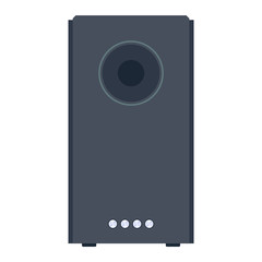 Obraz premium Home sound system. Home stereo flat vector music systems for music lovers. Loudspeakers player receiver subwoofer remote music systems for listening to music. Loudspeakers stereo equipment technology.