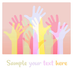 Fototapeta premium Light colorful up hand background, vector illustration