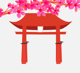 Flowers Over the Torii Gate