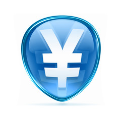 Obraz premium Yen icon blue, isolated on white background