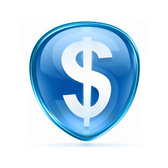 Obraz premium button dollar icon blue, isolated on white background