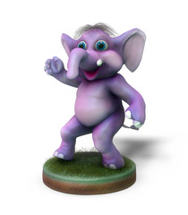 Little cartoon elephant on a white background