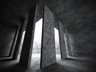 Dark concrete room interior background. Abstract architecture