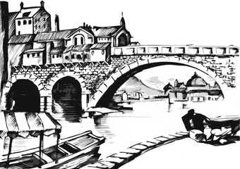 Italy. Venice. Hand drawn sketch vector illustration